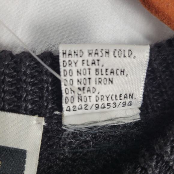 Vintage Beaded Crew Neck Pullover Sweater size S black 80s 90s ramie blend, New - Picture 7 of 8